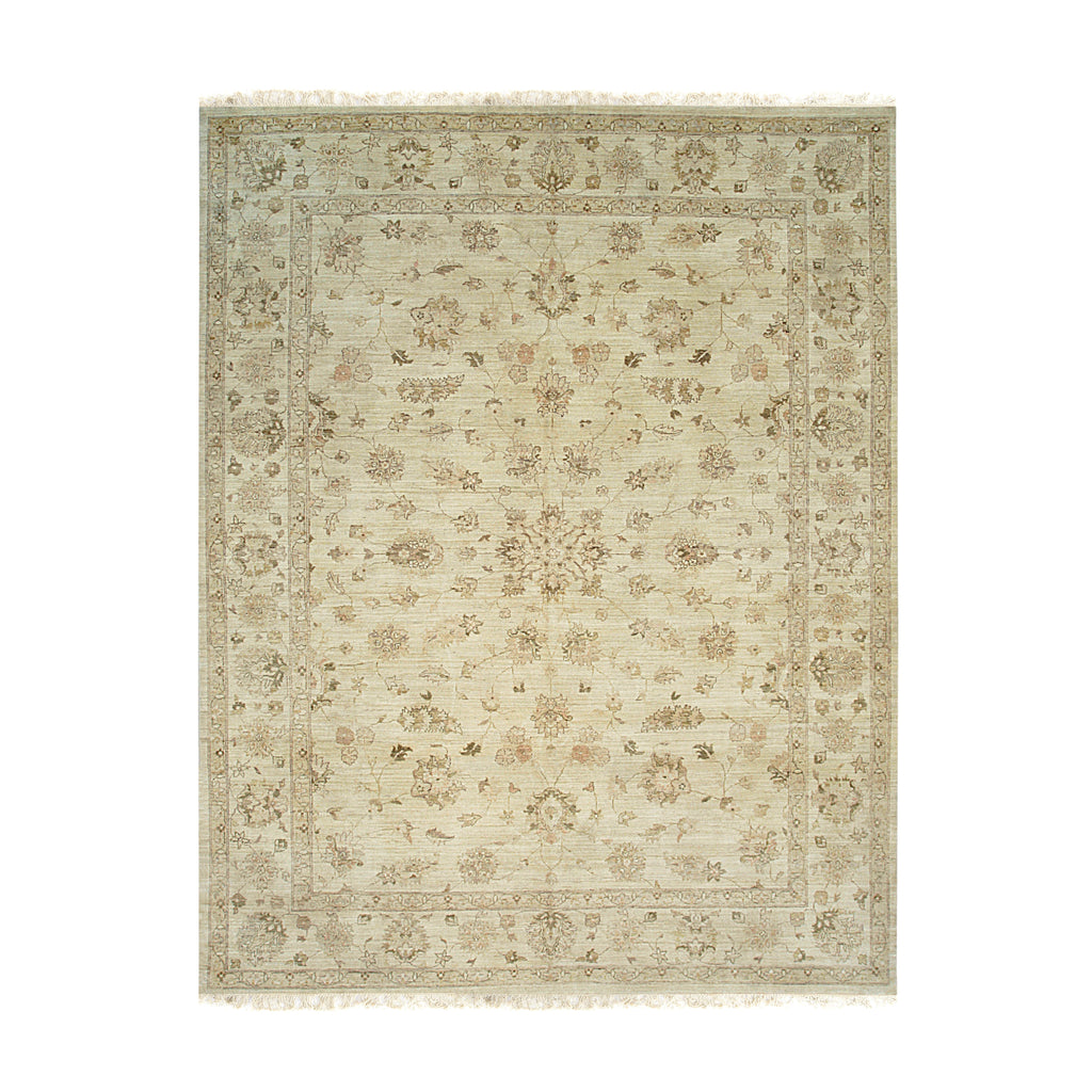 EORC Beige Hand Knotted Wool Indo Tabriz Rug