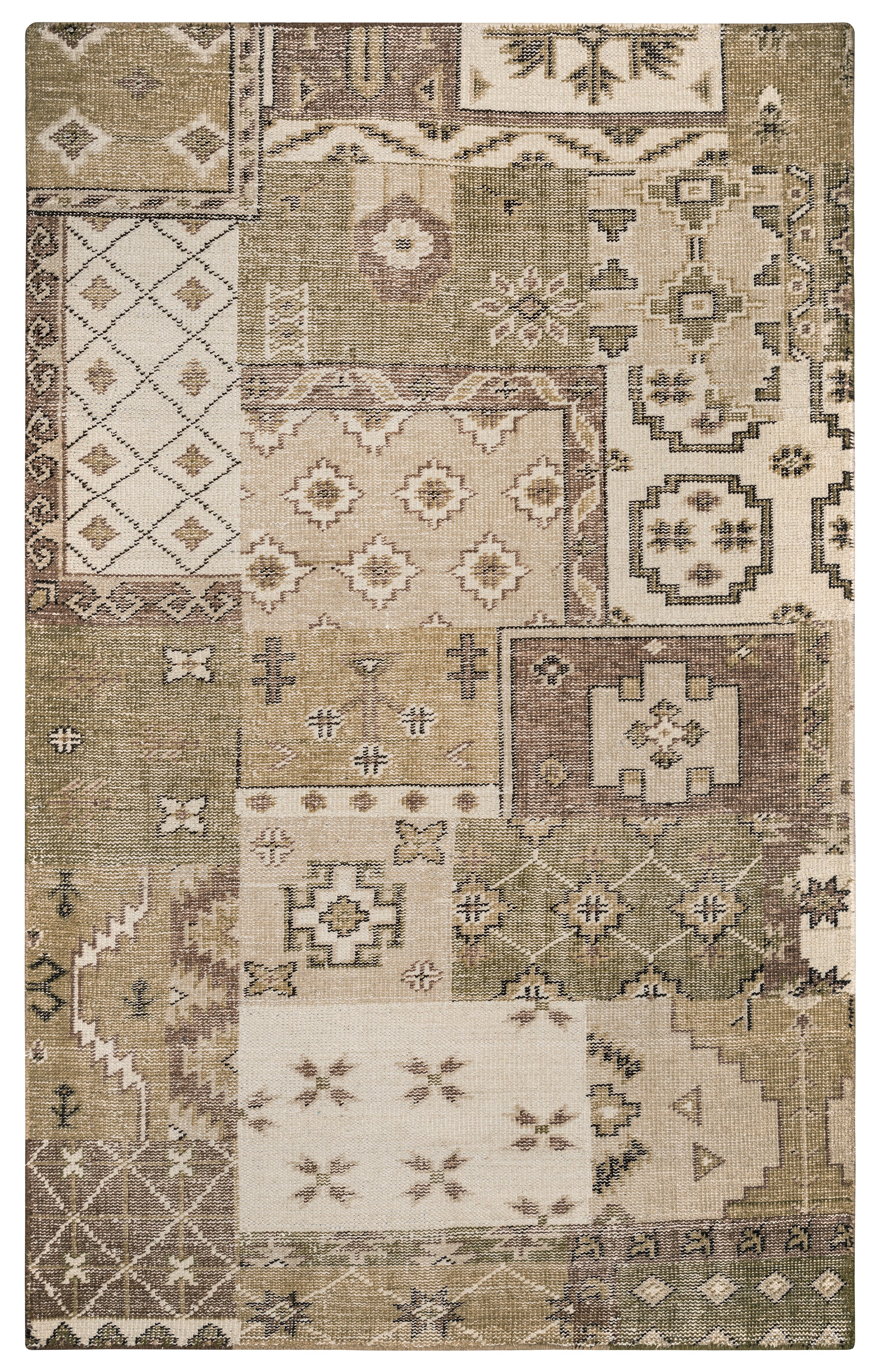 Rizzy Home Maison MS8662 Ivory/Khaki Patchwork Area Rug