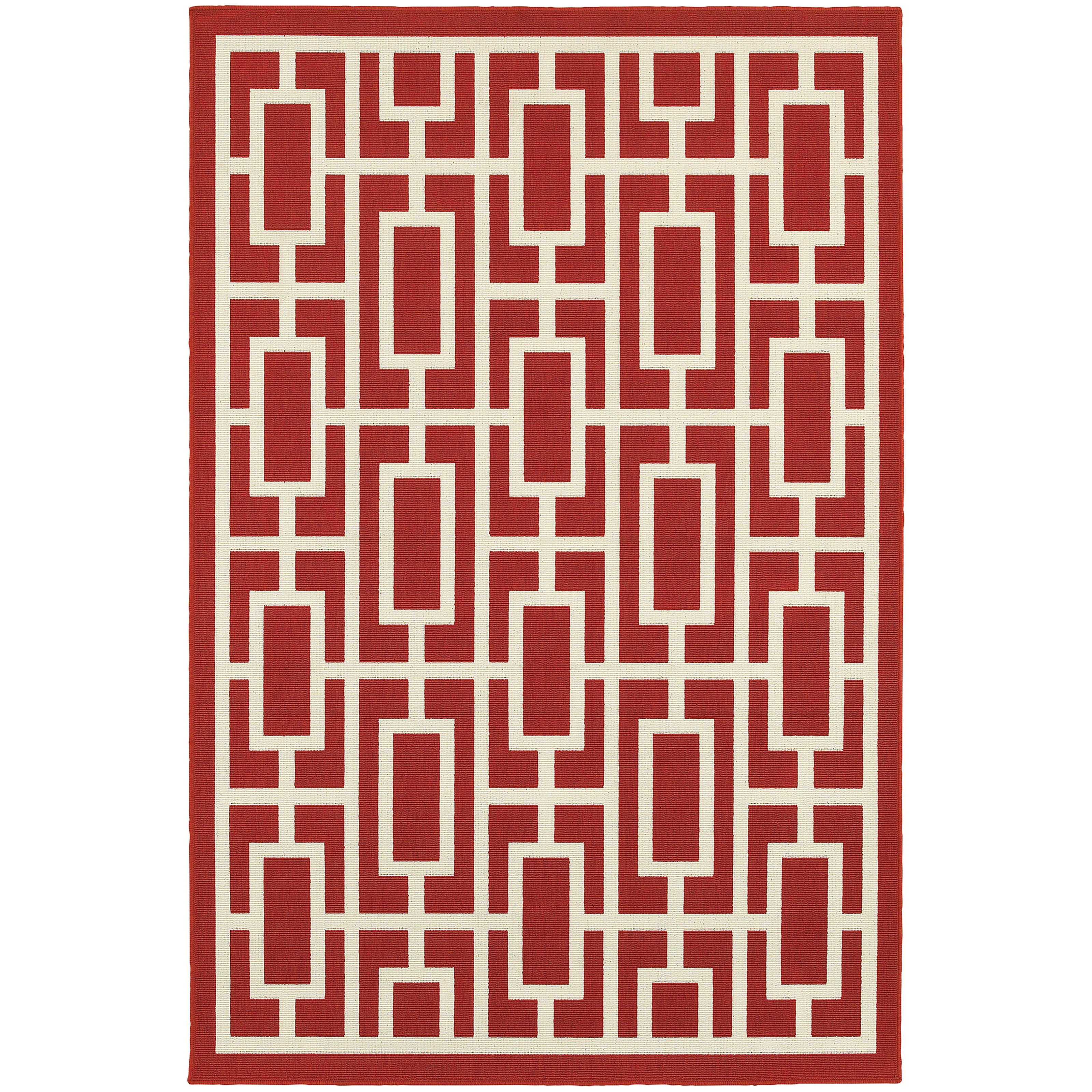 Oriental Weavers Meridian Red/Ivory Geometric 9754R Area Rug