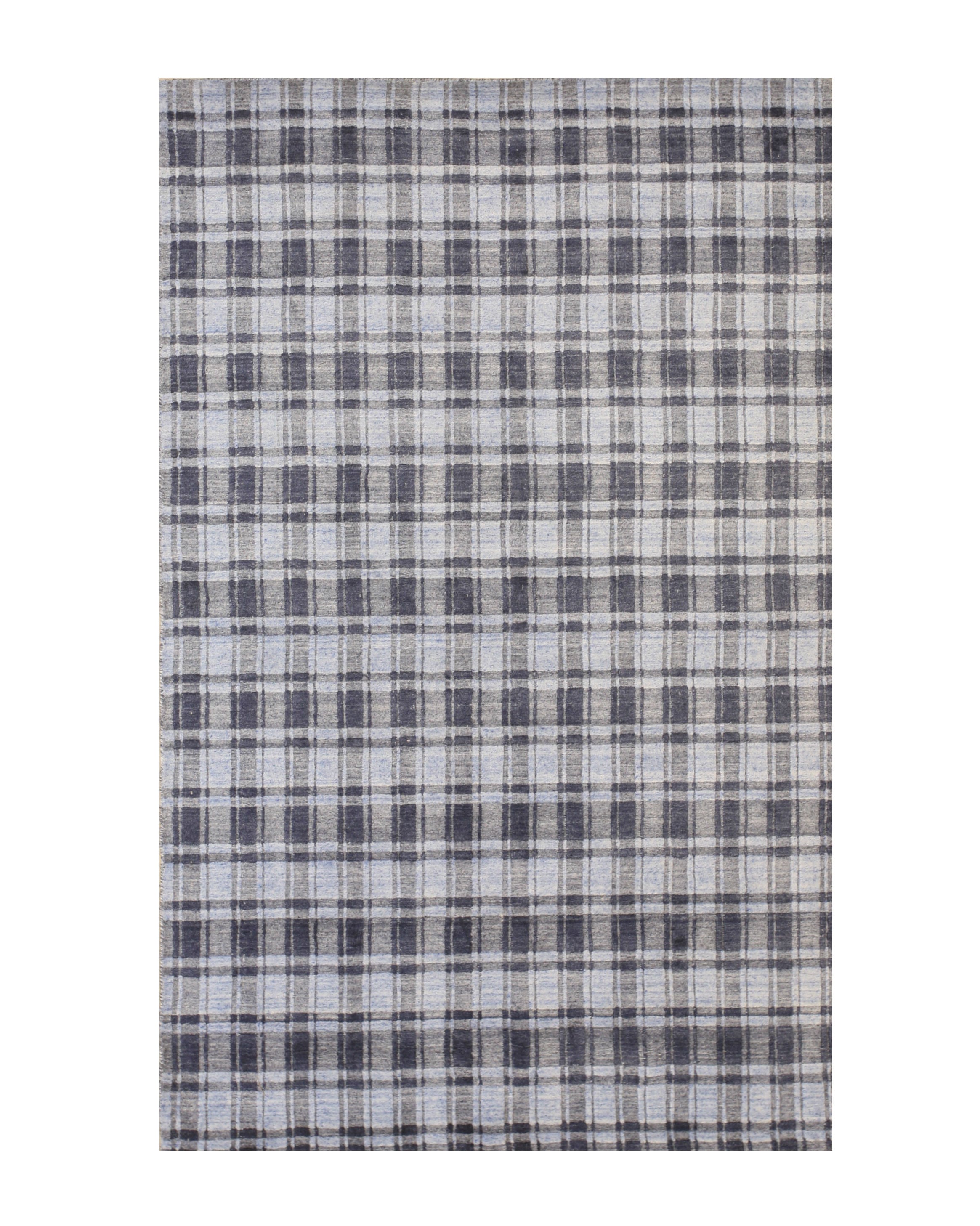 EORC Blue Handmade Bamboo Silk Thomas Rug