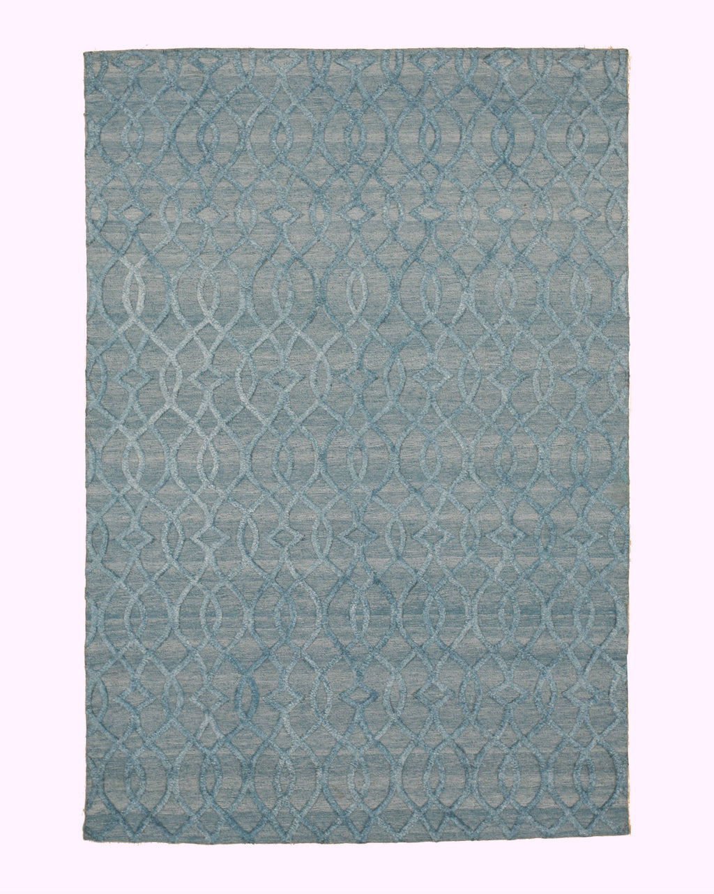 EORC Handmade Wool & Viscose Blue Transitional Trellis Raga Rug