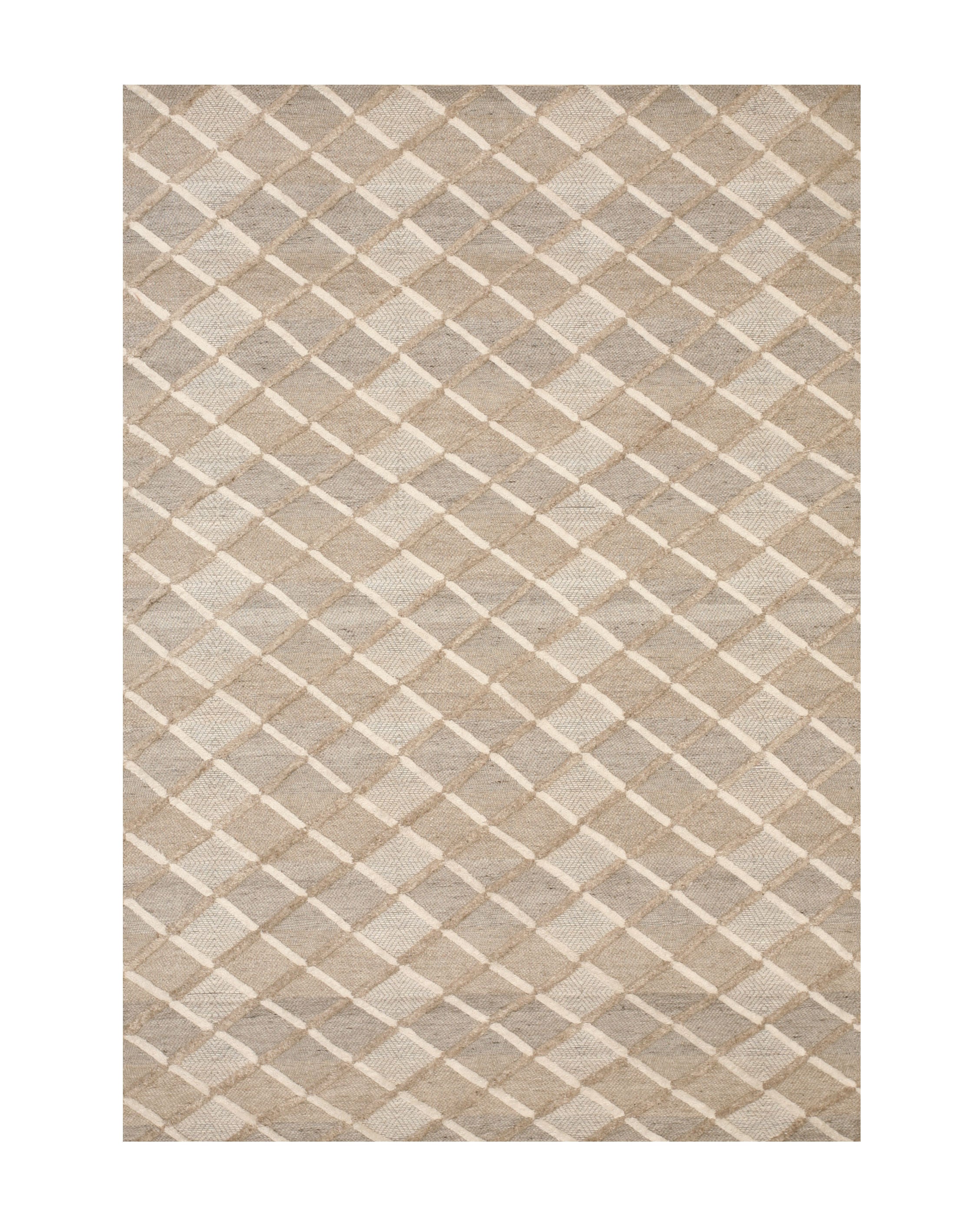 EORC Beige Handmade Wool Raga Rug