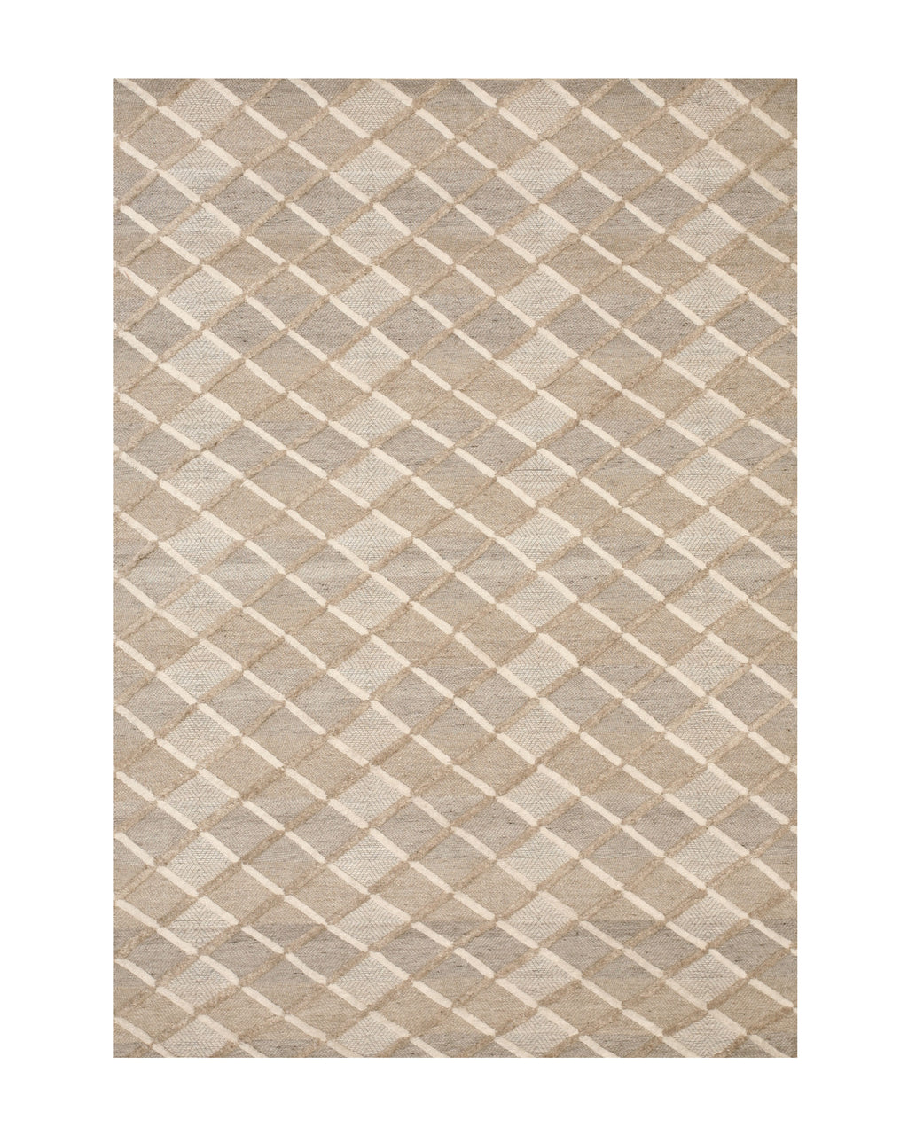 EORC Beige Handmade Wool Raga Rug