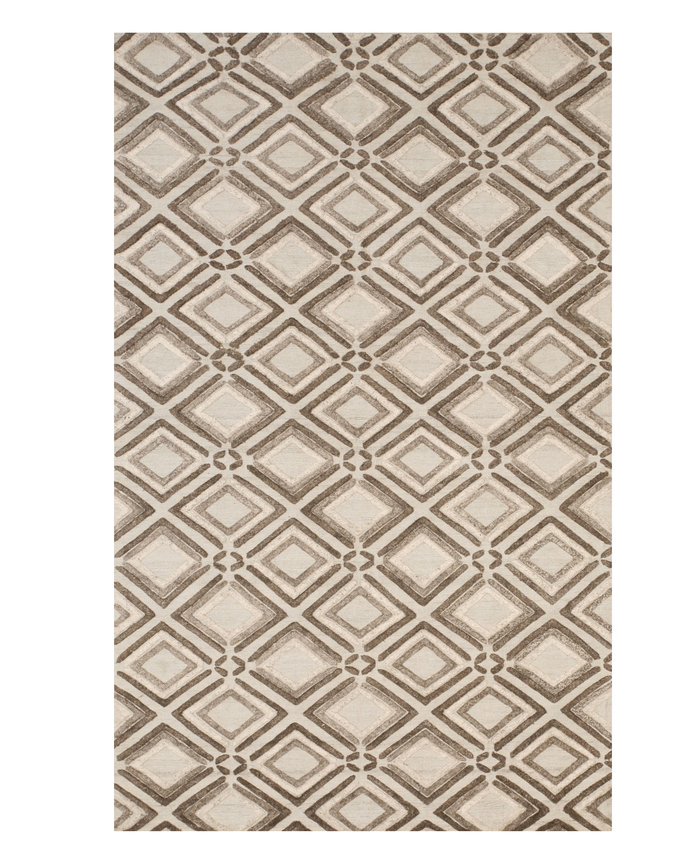 EORC Beige Handmade Wool Raga Rug