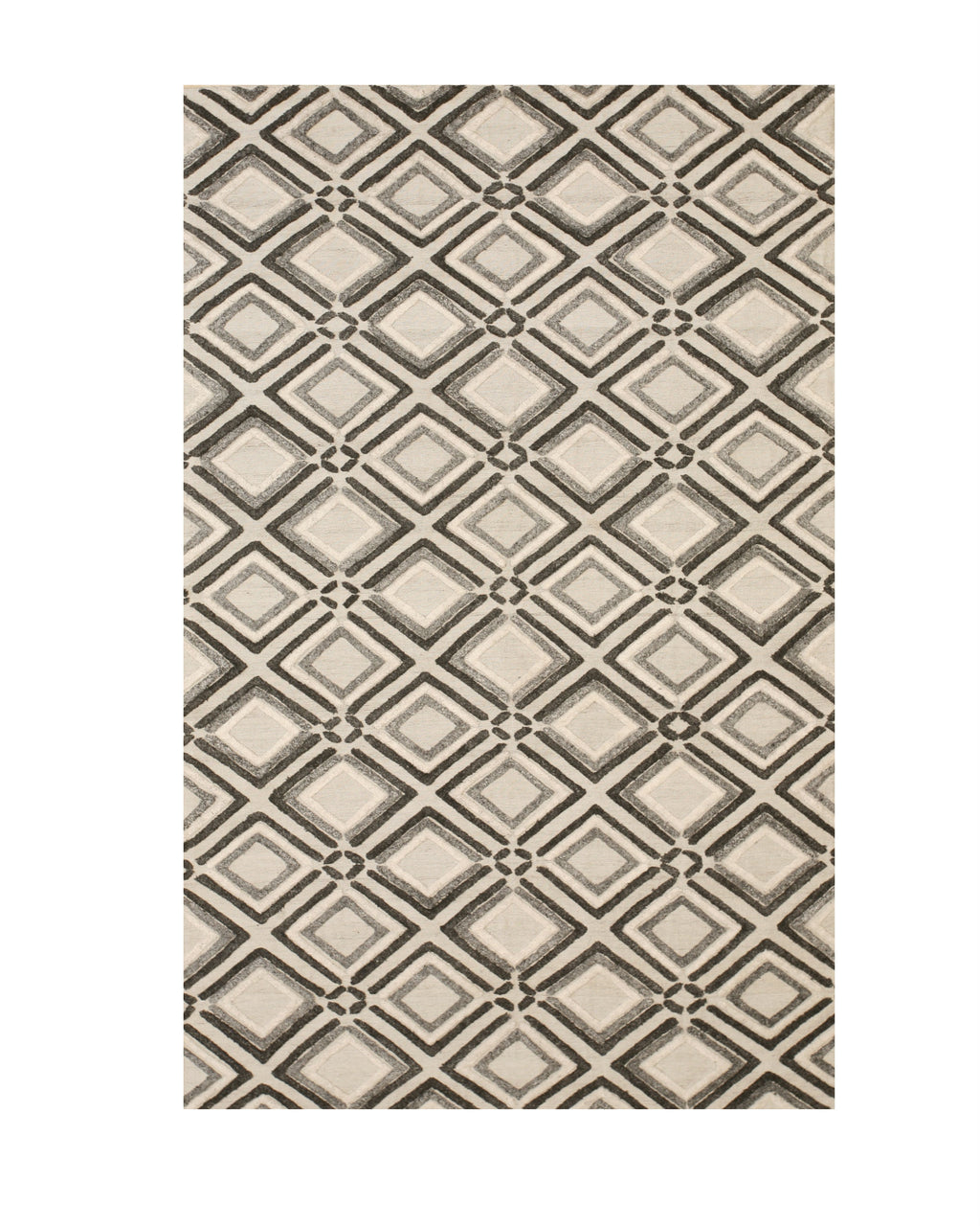 EORC Gray Handmade Wool Raga Rug