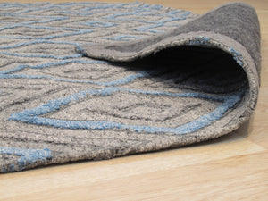 EORC Handmade Wool & Viscose Gray Transitional Trellis Raga Rug