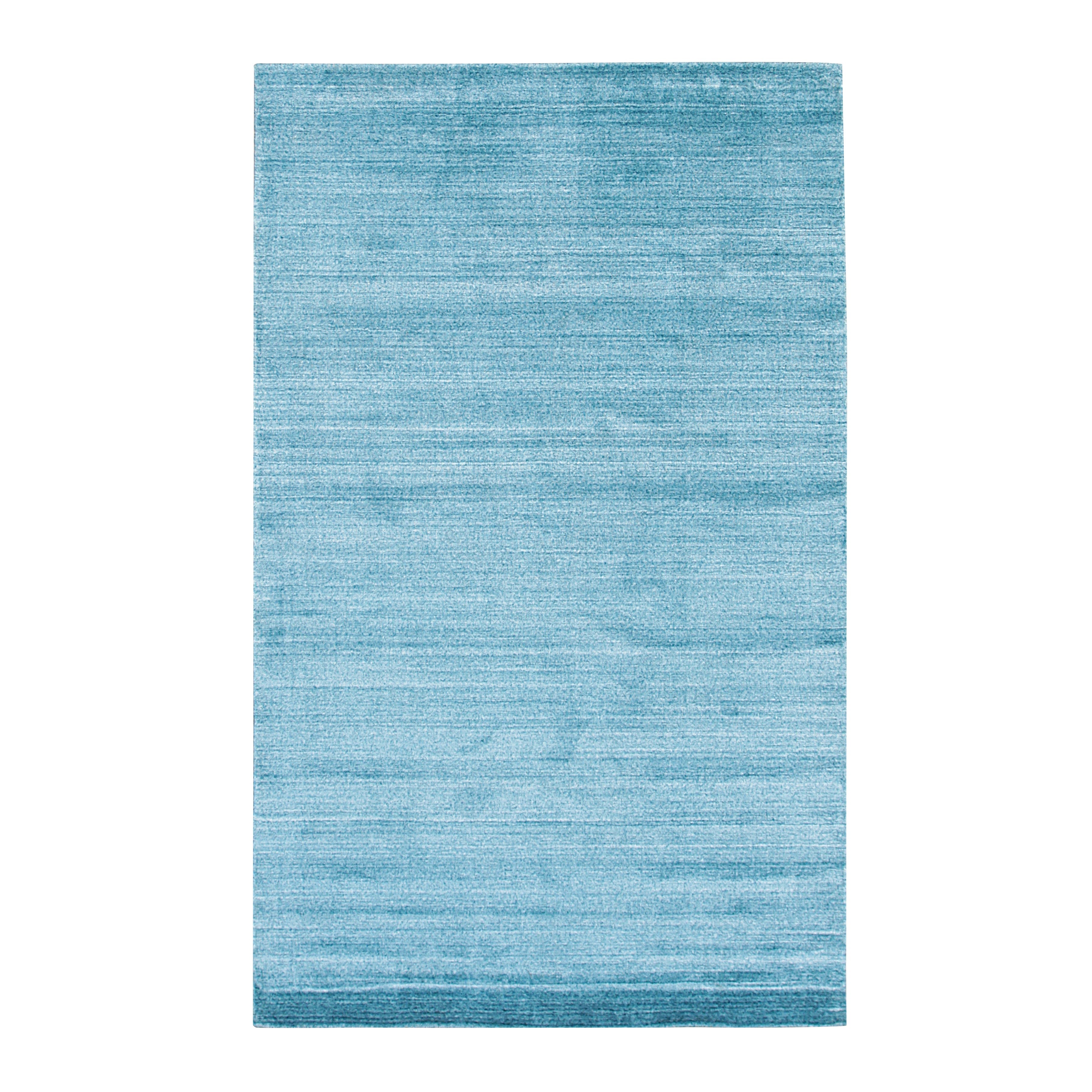 EORC Blue Handmade Wool & Viscose Urban Rug