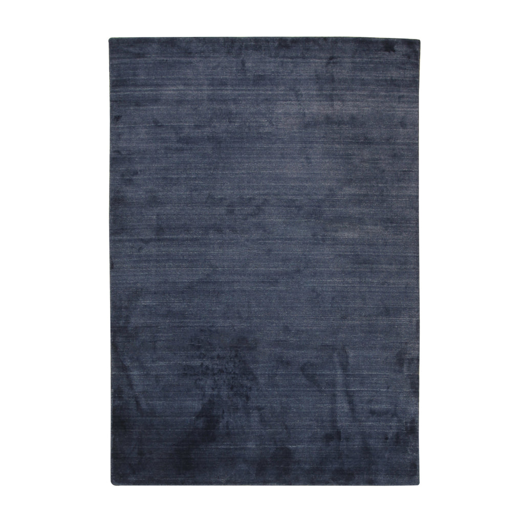 EORC Navy Handmade Wool & Viscose Loom Urban Rug