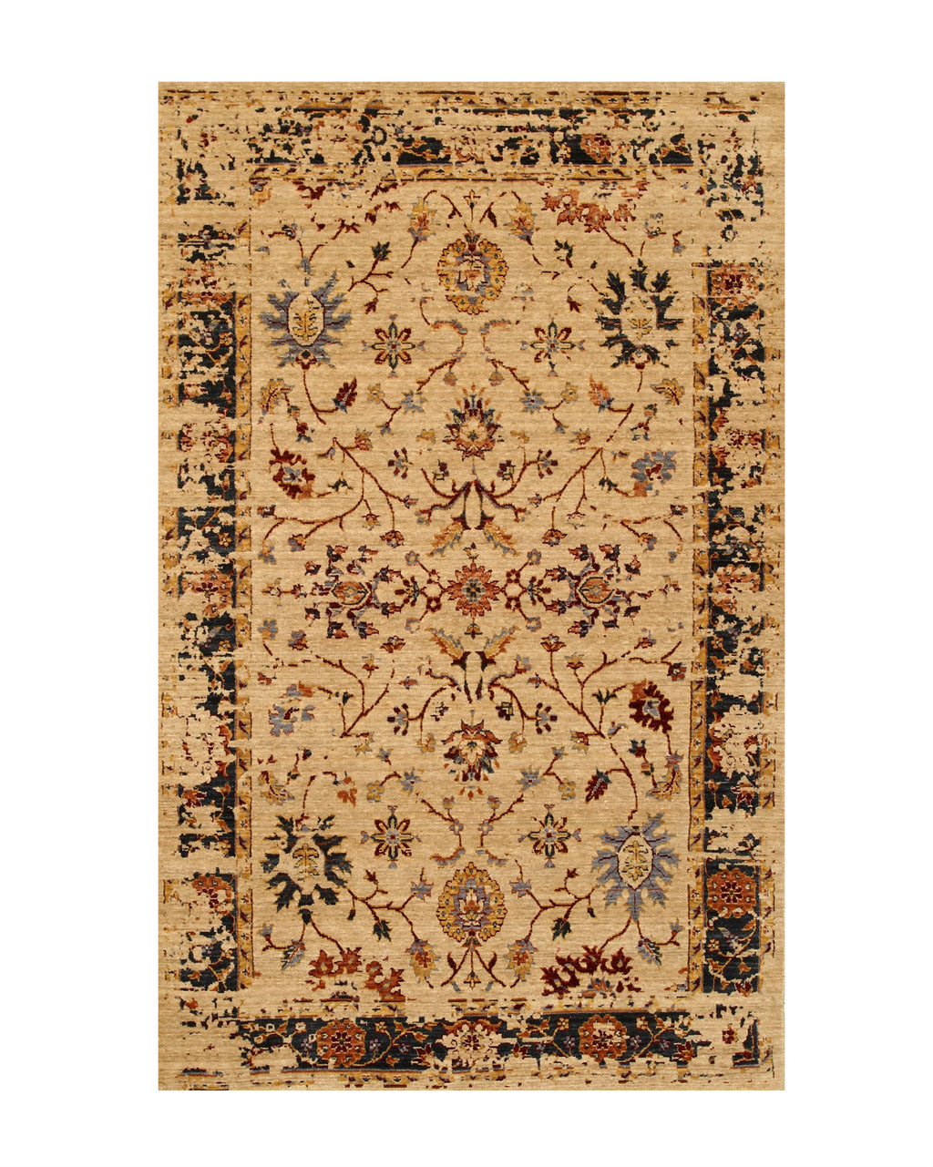EORC Beige Wool Bohemian Oushak Rug