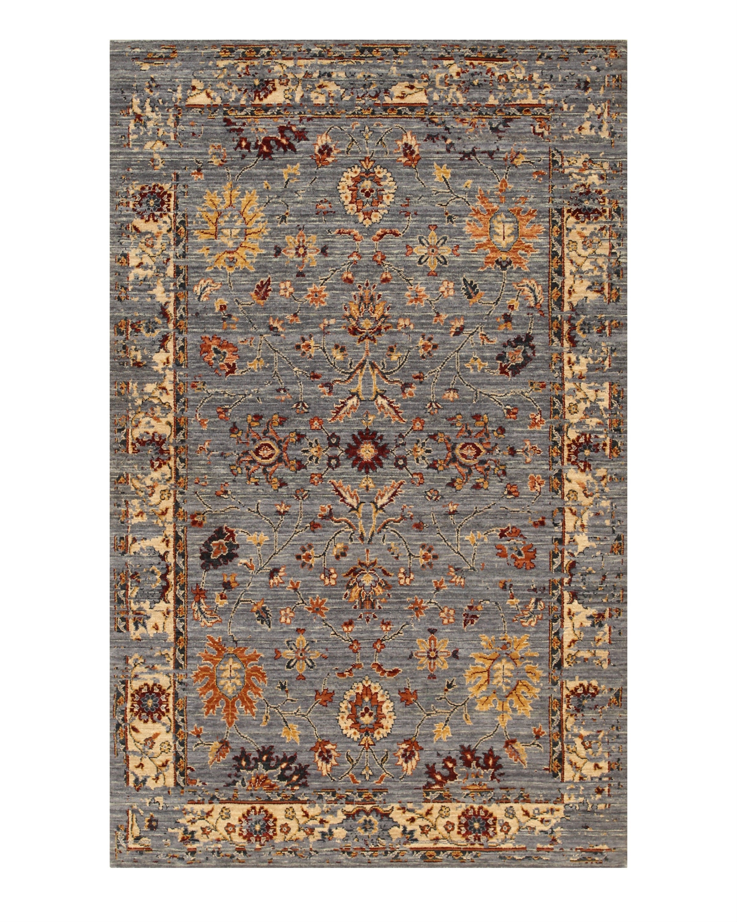 EORC Blue Wool Bohemian Oushak Rug