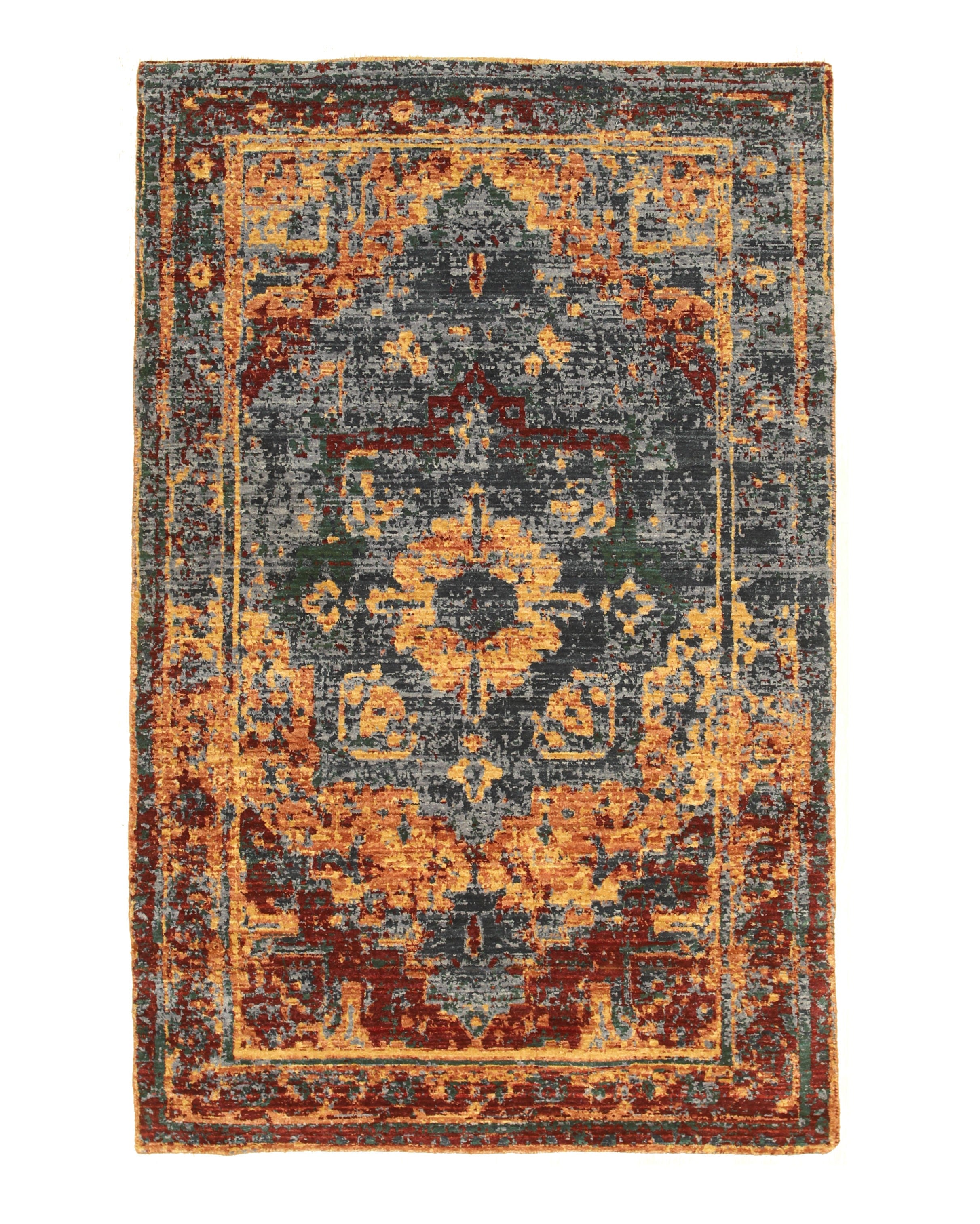 EORC Blue Wool Bohemian Serapi Rug