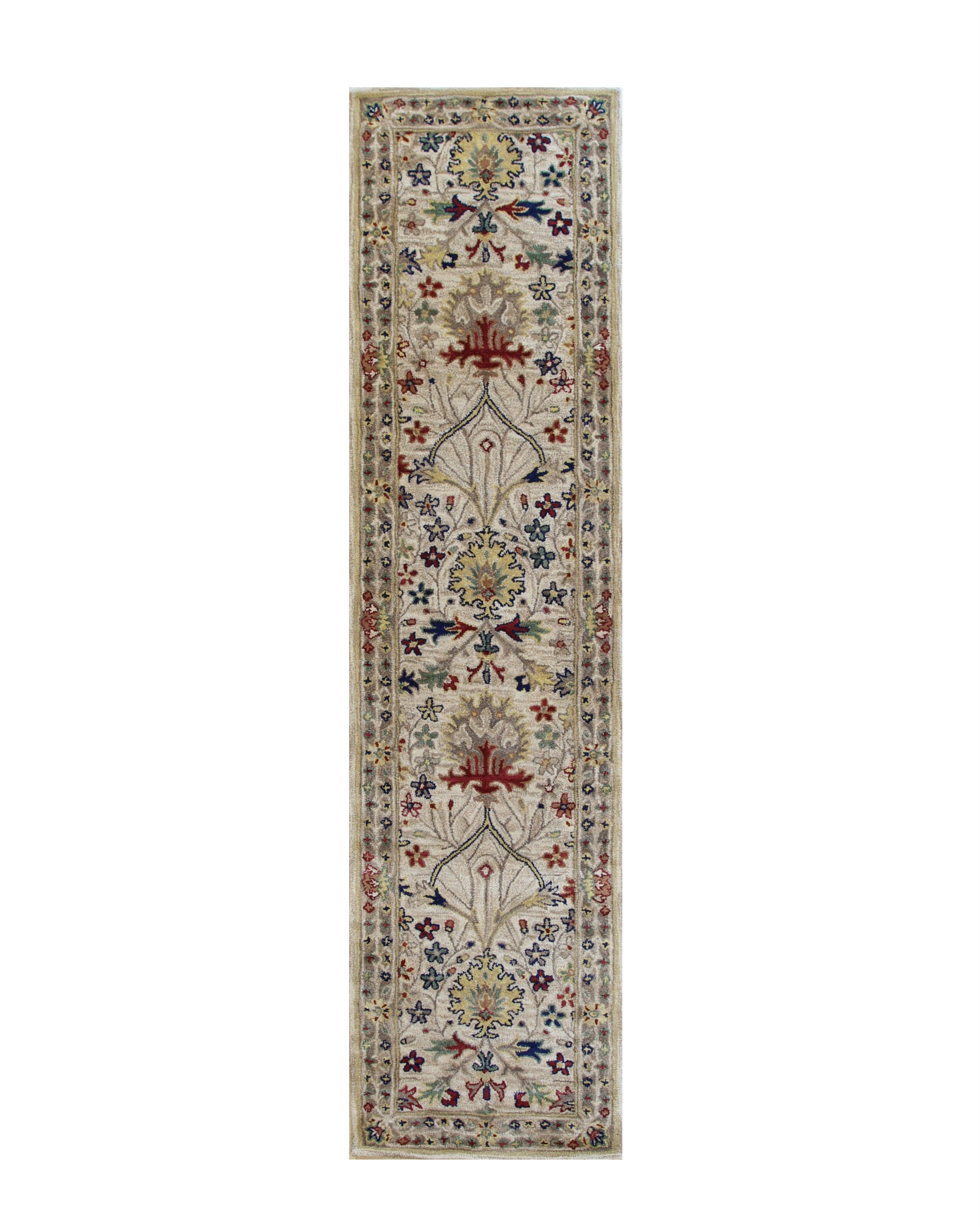 EORC Ivory Hand-Tufted Wool Morris Rug  Round