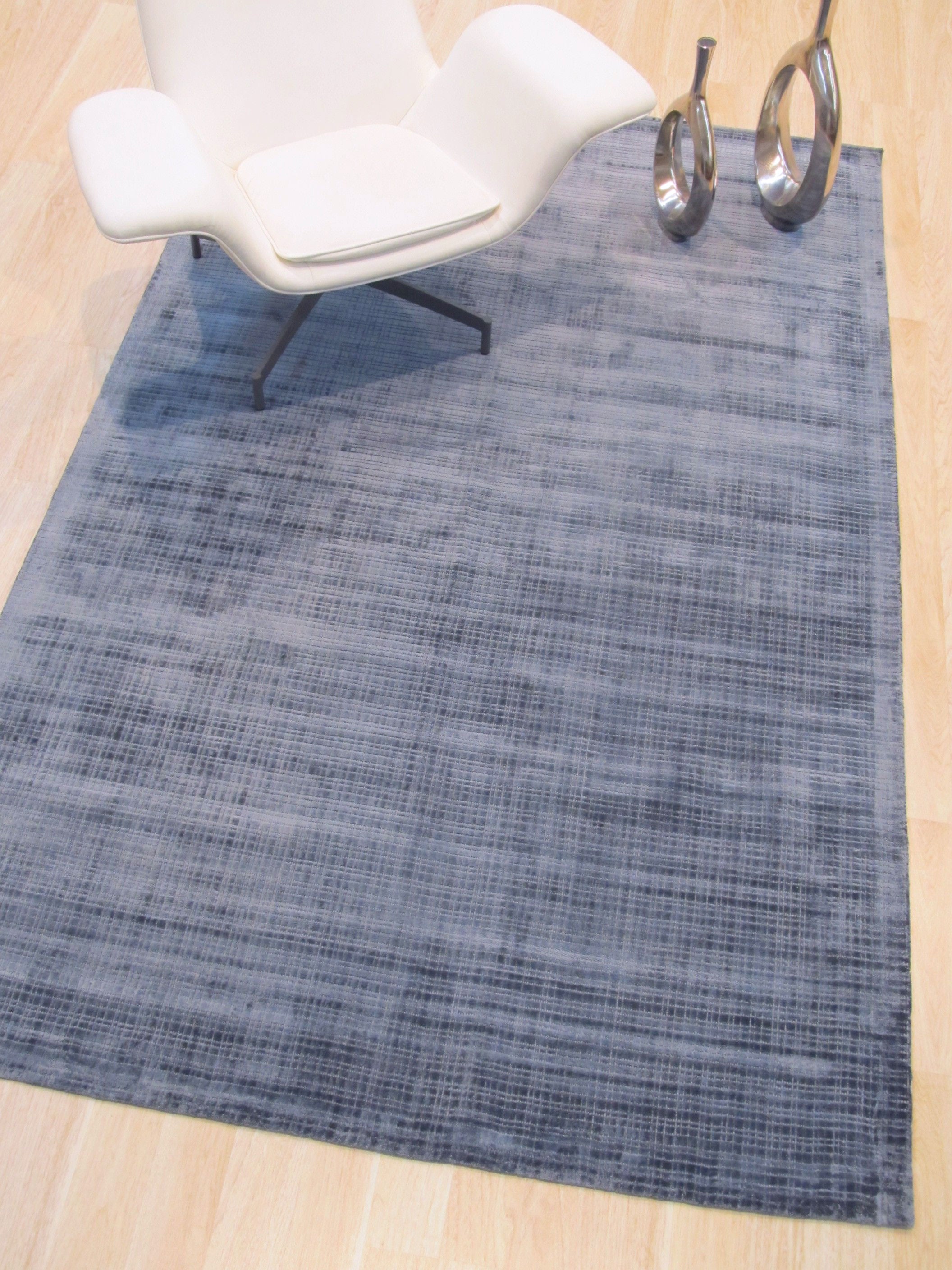 EORC Handwoven Blue Contemporary Solid Milano Rug