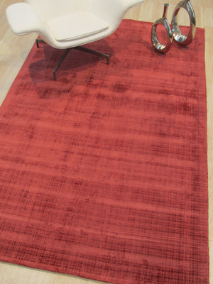 EORC Handwoven Red Contemporary Solid Milano Rug