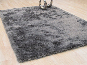 EORC Handmade Gray Solid London Shag Rug