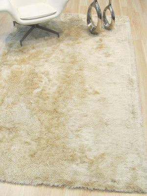 EORC Handmade Ivory Solid London Shag Rug