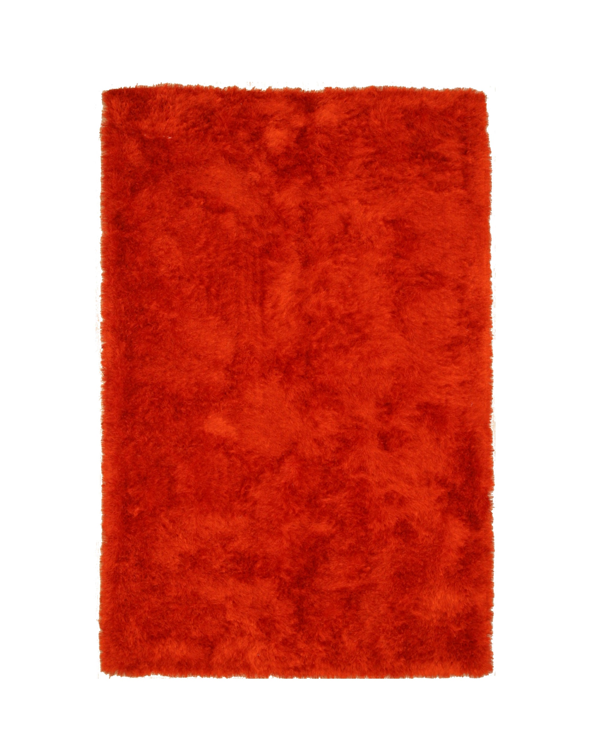 EORC Handmade Orange Solid London Shag Rug