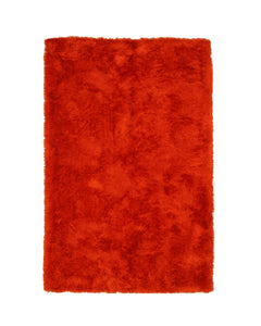 EORC Handmade Orange Solid London Shag Rug