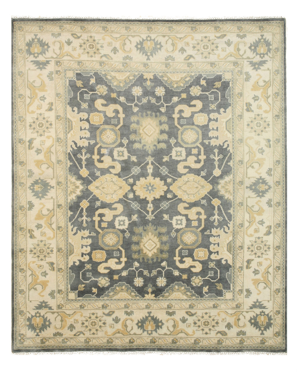 EORC Hand-knotted Wool Blue Traditional Oriental Oushak Rug