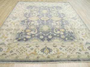 EORC Hand-knotted Wool Blue Traditional Oriental Oushak Rug