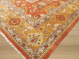 EORC Hand-knotted Wool Rust Traditional Oriental Oushak Rug