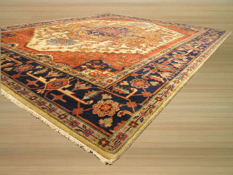 EORC Hand-knotted Wool Ivory Traditional Oriental Serapi Rug