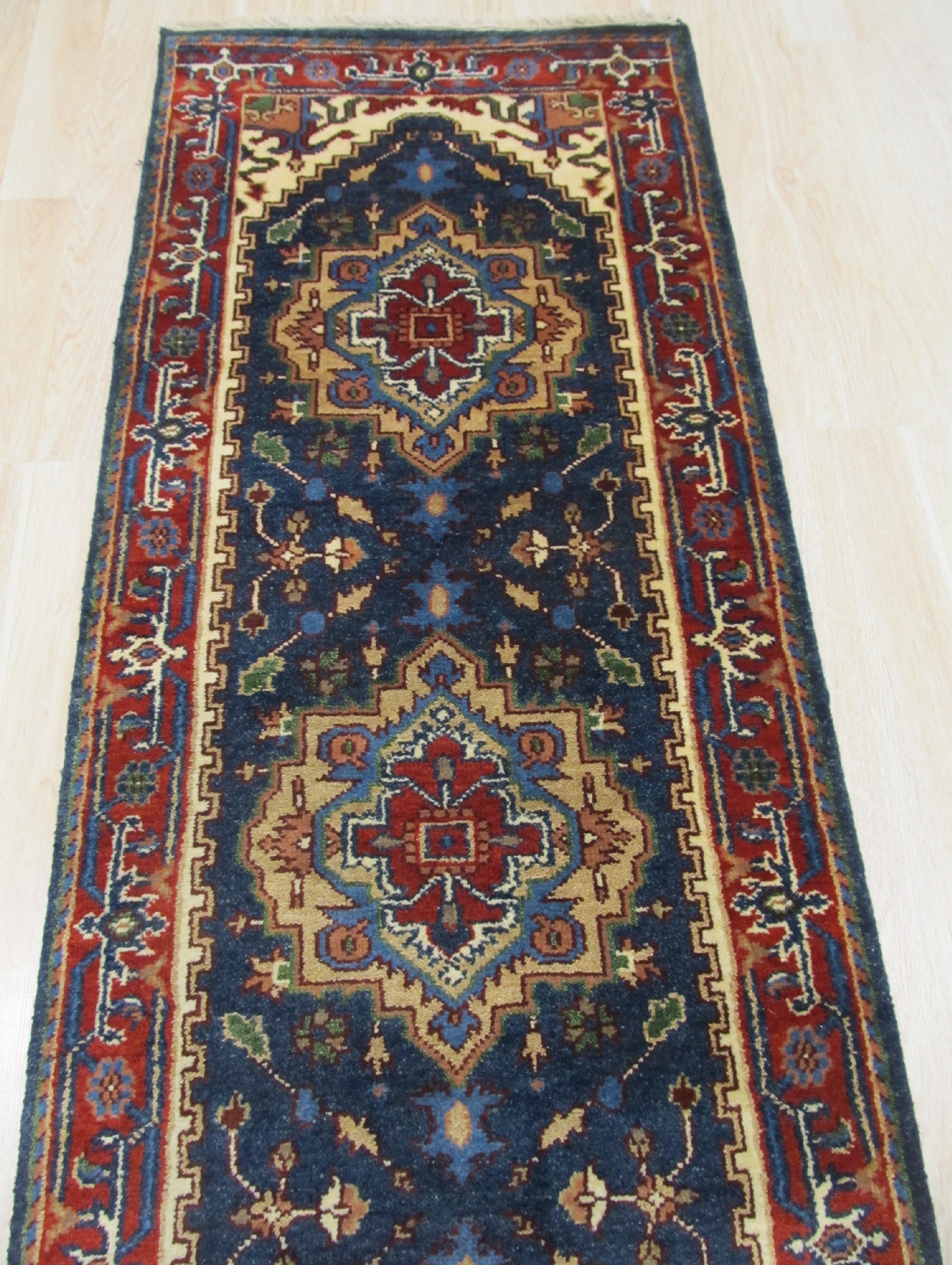 EORC Hand-knotted Wool Navy Traditional Oriental Serapi Rug