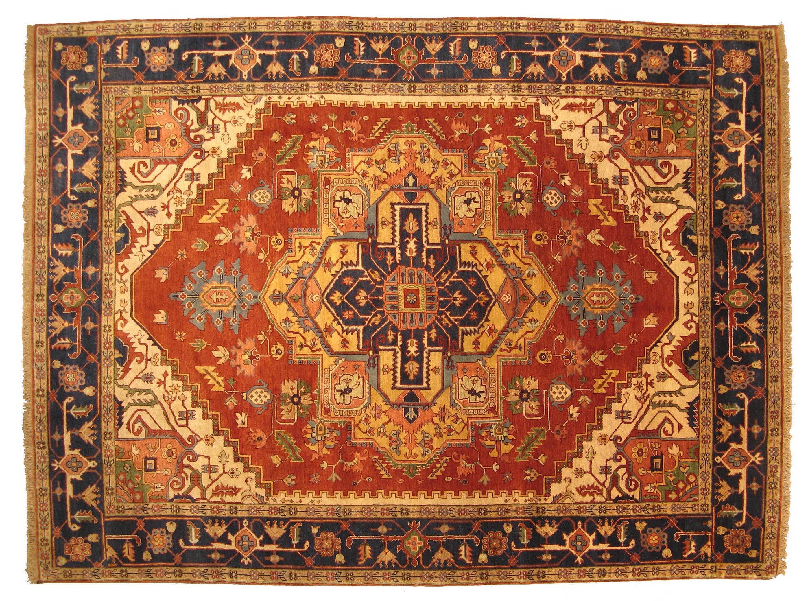 EORC Hand-knotted Wool Rust Traditional Oriental Serapi Rug
