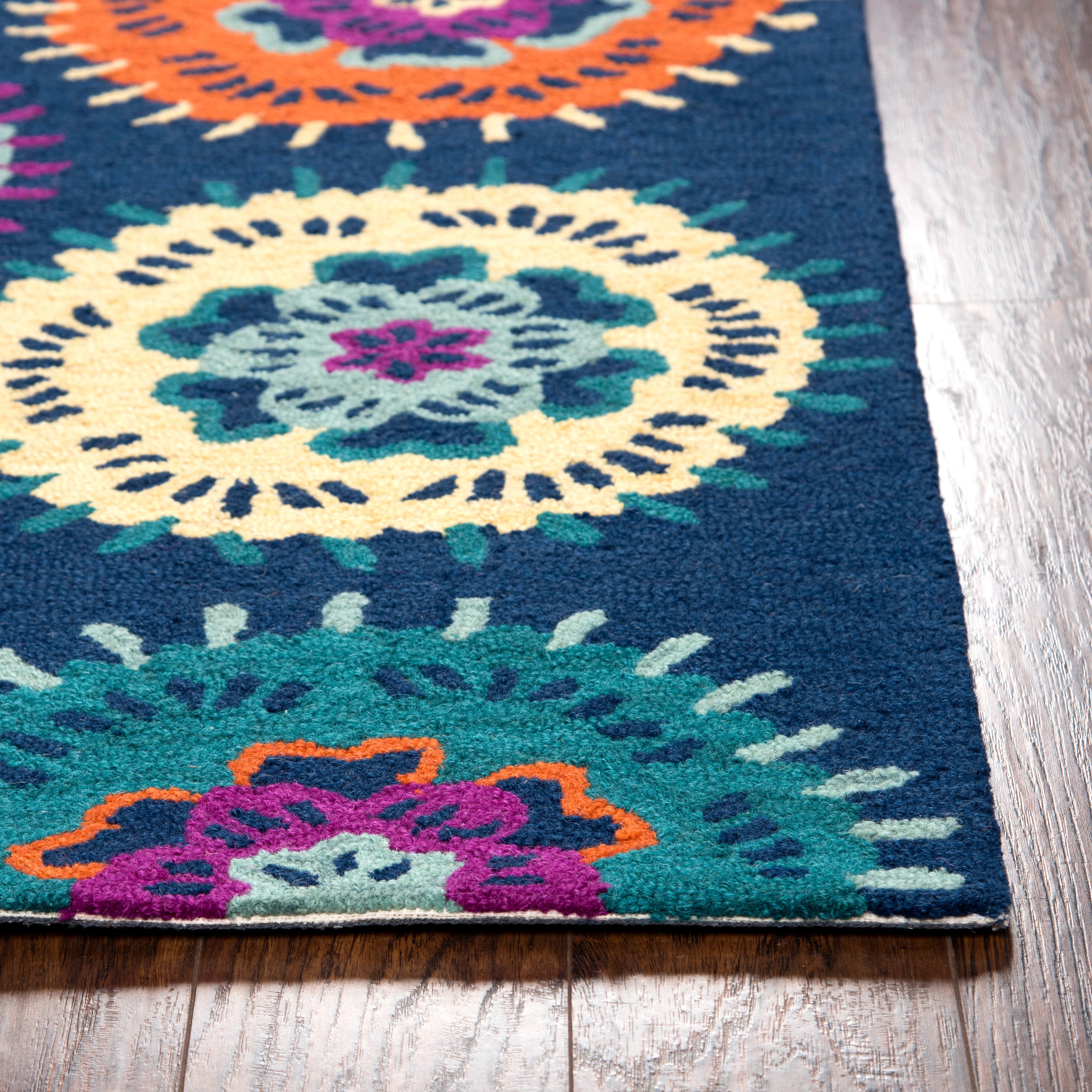 Rizzy Home Play Day PD538A Navy Global Medallion Area Rug