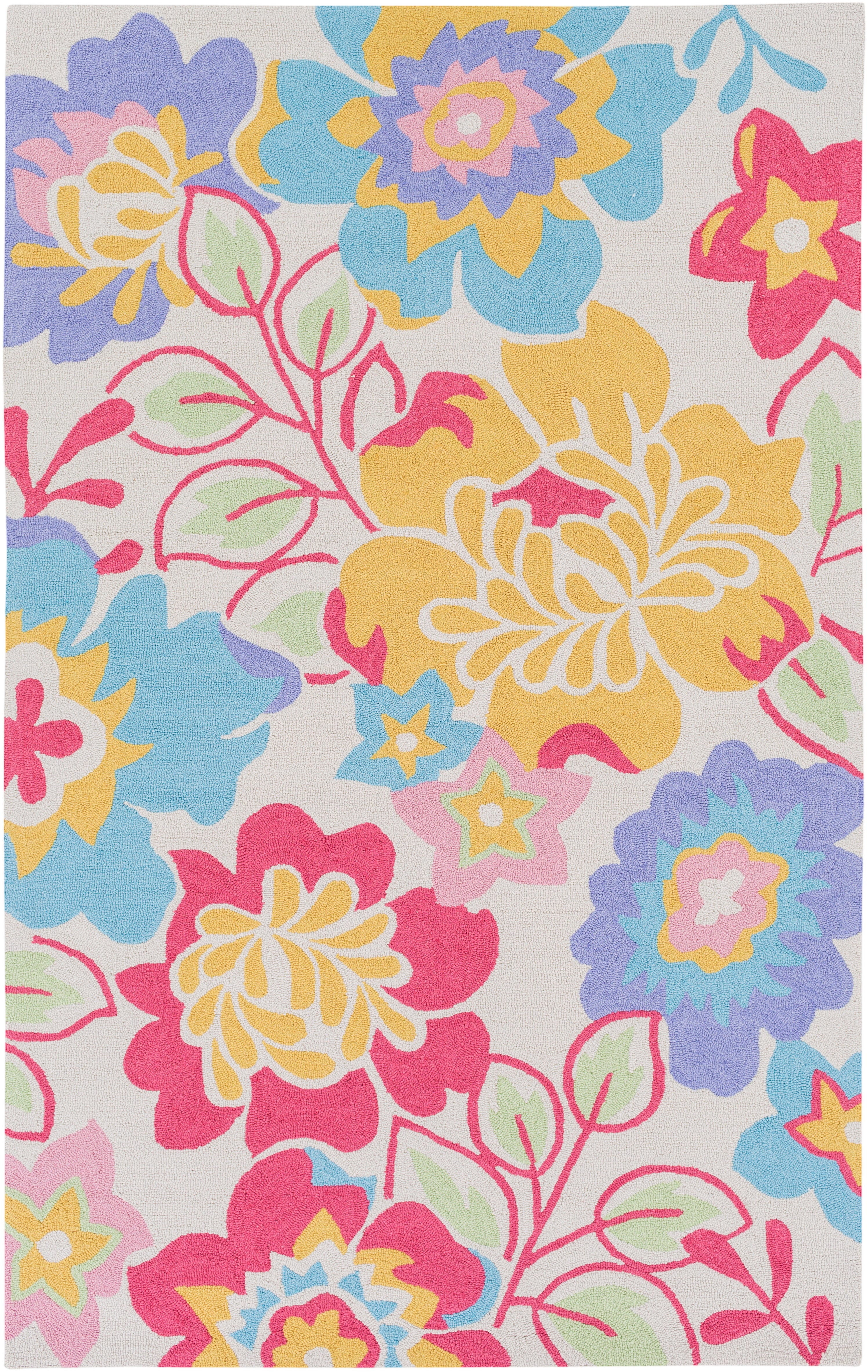 Surya Peek-A-Boo PKB7006 Yellow/Pink Floral and Paisley Area Rug