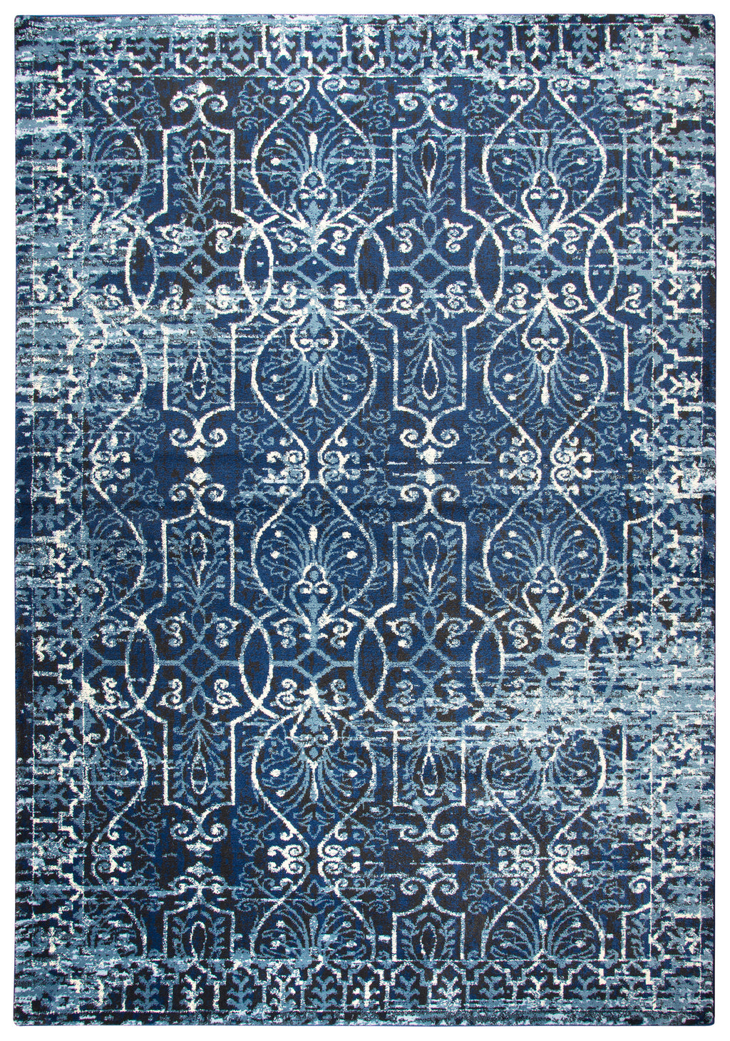 Rizzy Home Panache PN6964 Dark Blue Scroll Work Area Rug