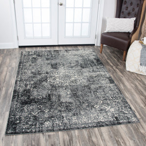Rizzy Home Panache PN6971 Gray Central Medallion Floral Area Rug