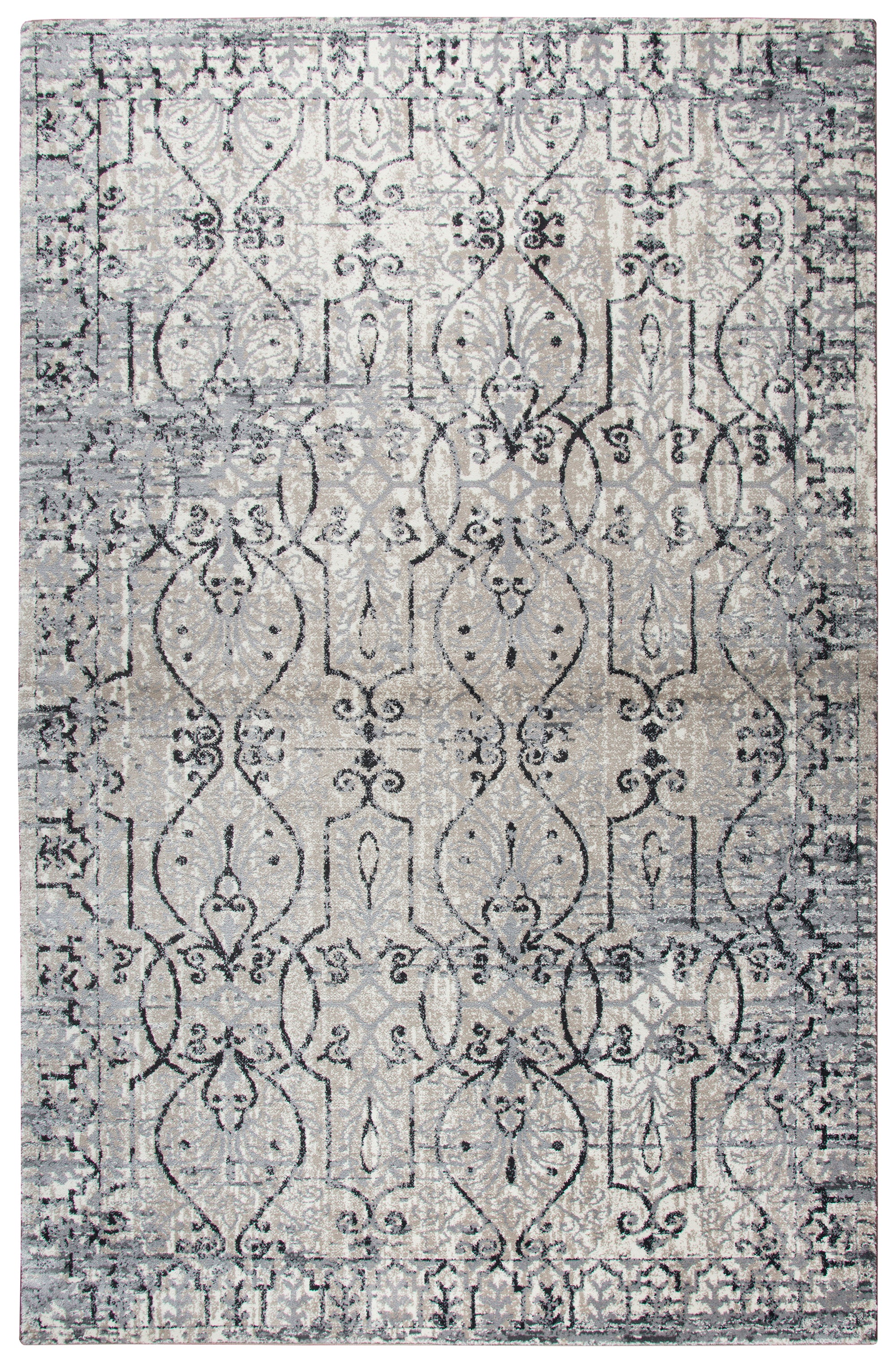 Rizzy Home Panache PN6982 Taupe Scroll Work Distress Area Rug
