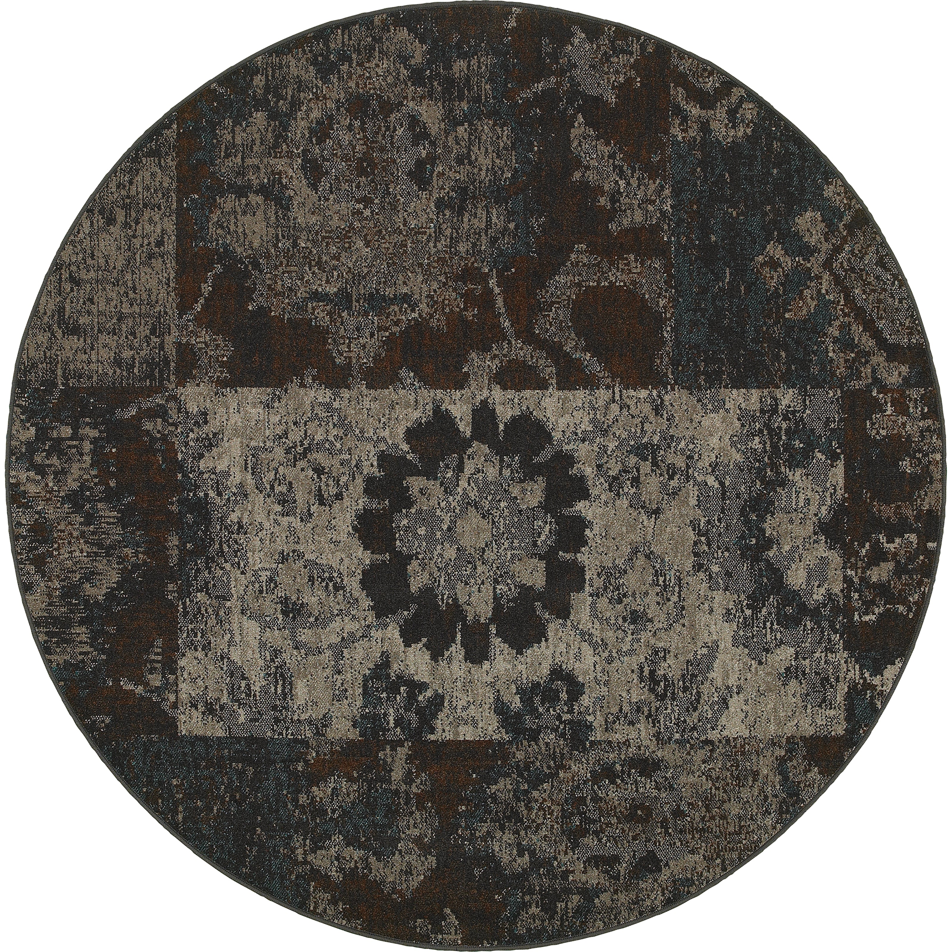 Oriental Weavers Revival Charcoal/Teal Geometric 4712C Area Rug