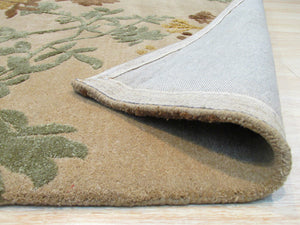 EORC Hand-tufted Wool & Viscose Beige Traditional Floral Savannah Rug