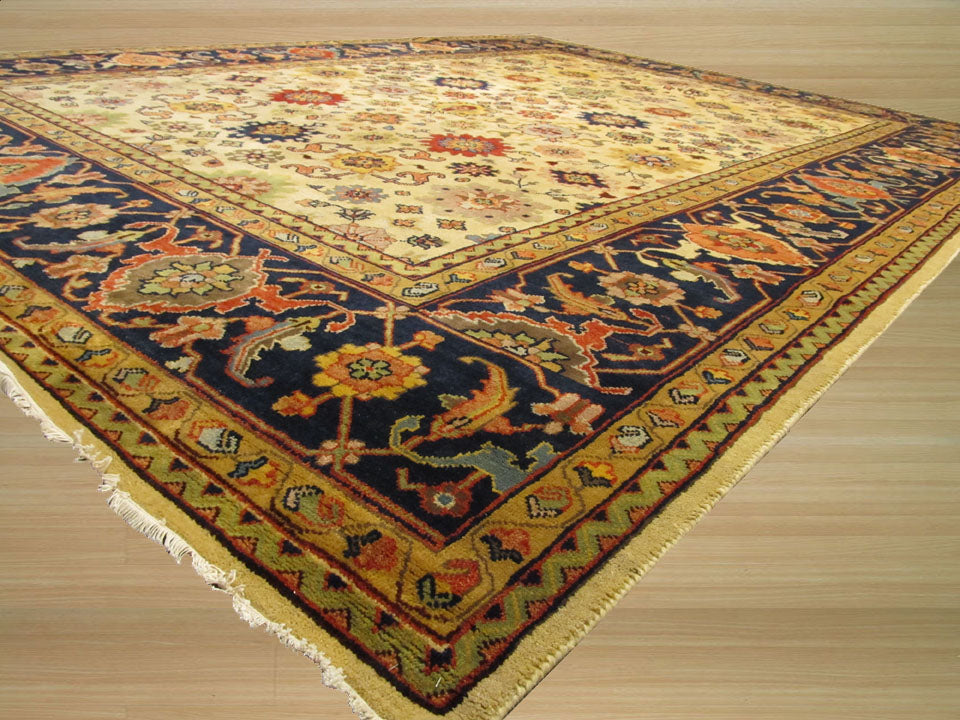 EORC Hand-knotted Wool Ivory Traditional Oriental Super Mahal Rug