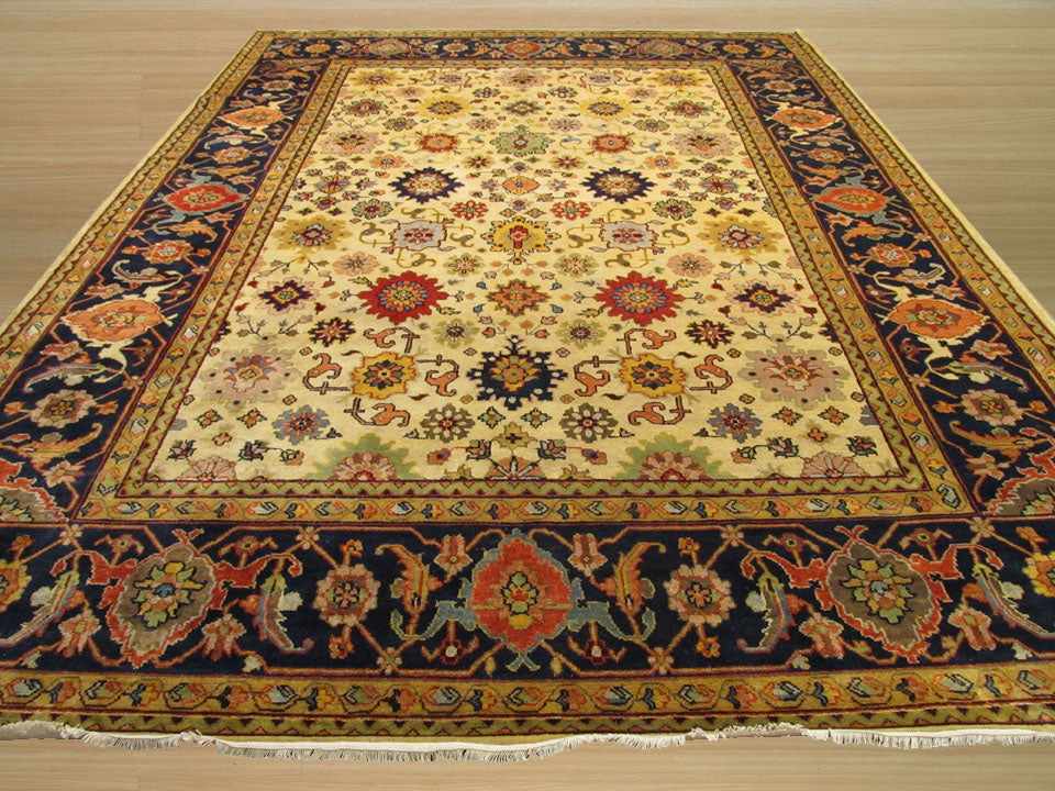 EORC Hand-knotted Wool Ivory Traditional Oriental Super Mahal Rug
