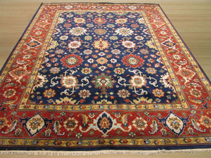 EORC Hand-knotted Wool Navy Traditional Oriental Super Mahal Rug