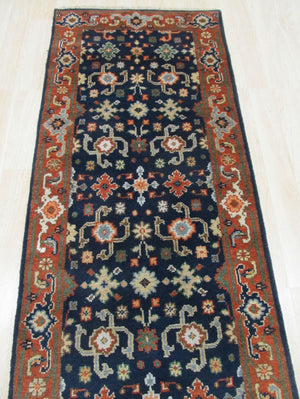 EORC Hand-knotted Wool Navy Traditional Oriental Super Mahal Rug