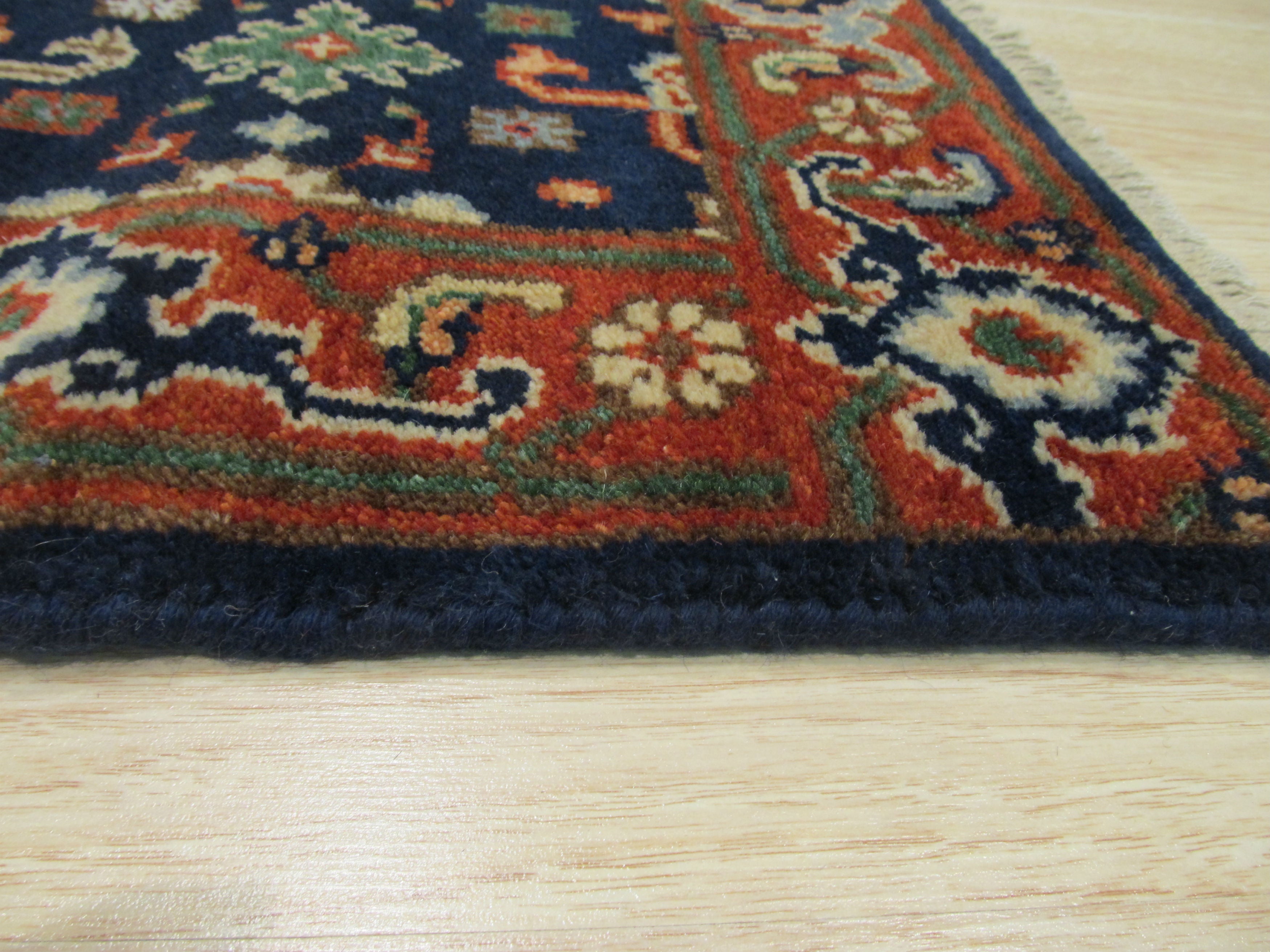 EORC Hand-knotted Wool Navy Traditional Oriental Super Mahal Rug