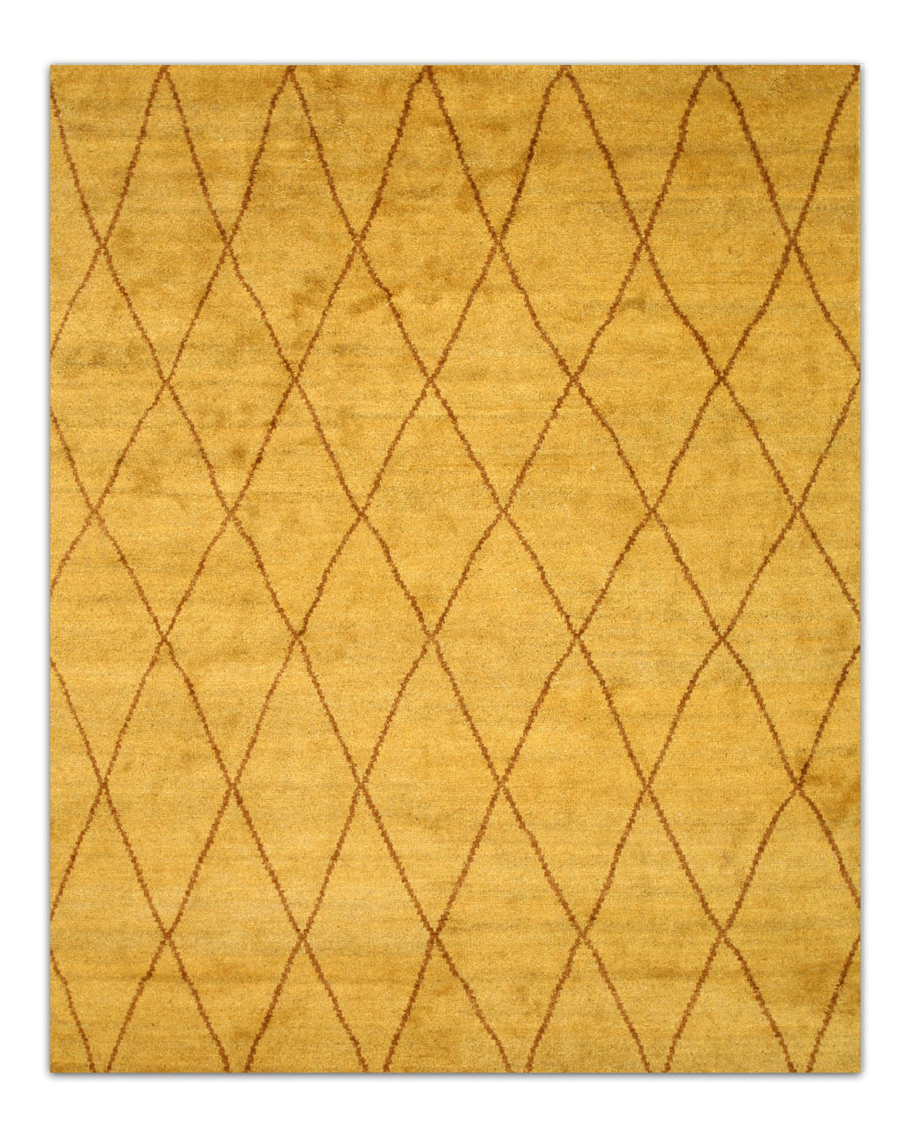 EORC Hand-knotted Wool Gold Transitional Trellis Moroccan Rug