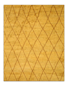EORC Hand-knotted Wool Gold Transitional Trellis Moroccan Rug