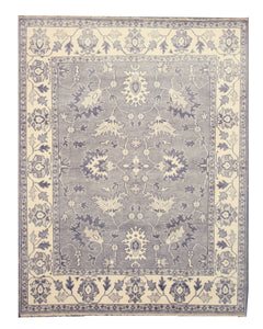 EORC Hand-knotted Wool Gray Traditional Oriental Mono Rug