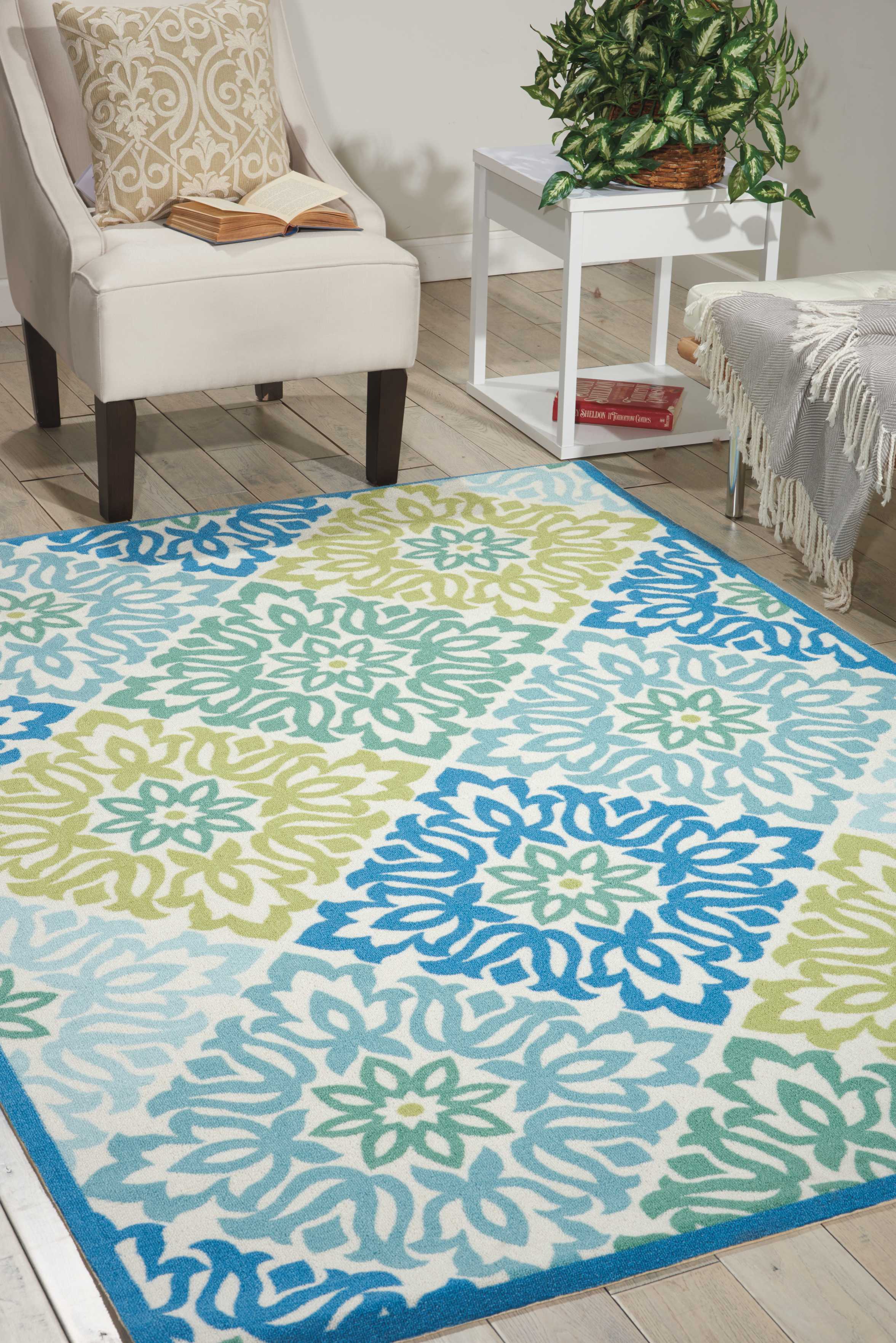 Waverly Sun & Shade Sweet Things Marine Indoor/Outdoor Area Rug by Nourison