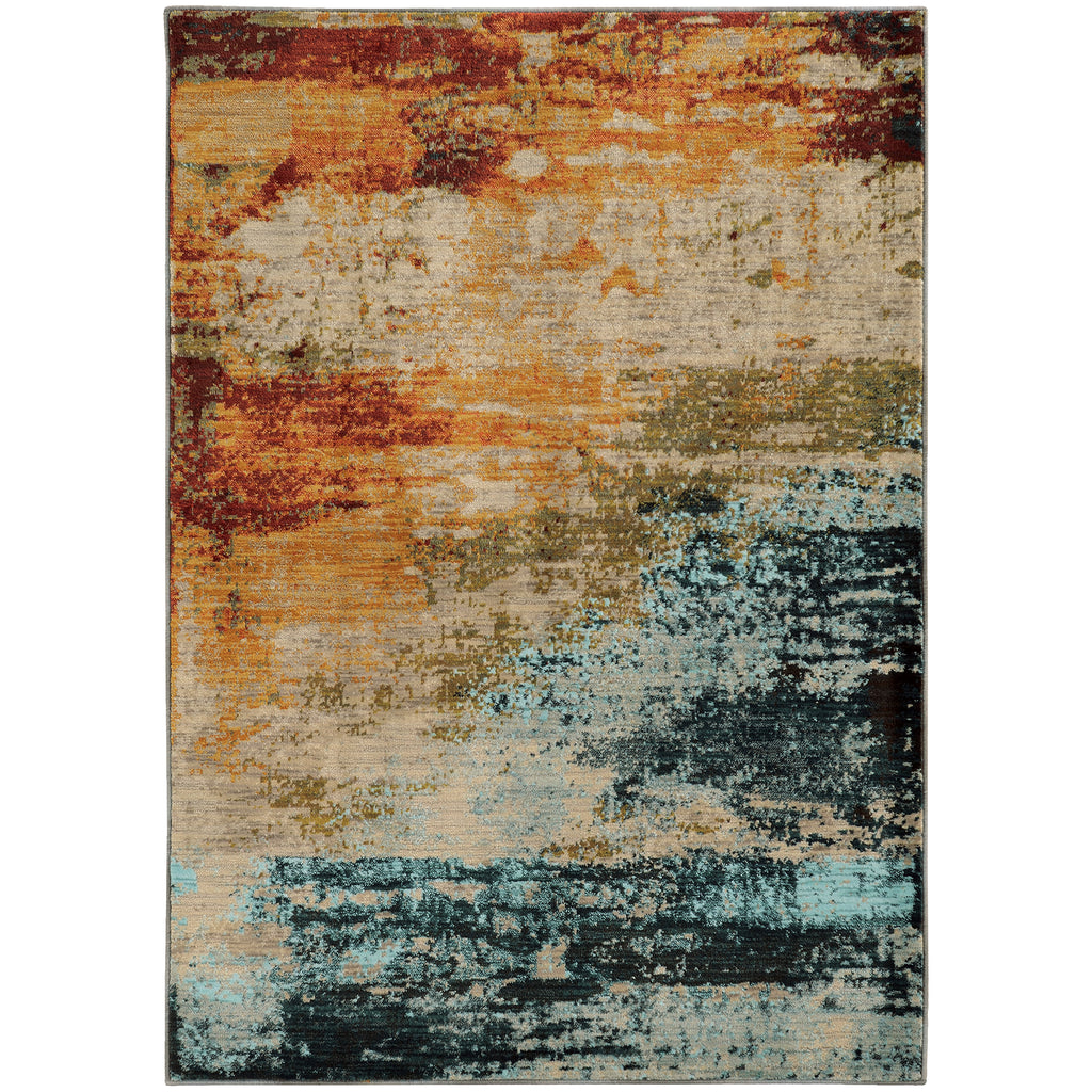 Oriental Weavers Sedona Blue/Red Abstract 6365A Area Rug
