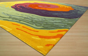 EORC Hand-tufted Wool Multicolored Contemporary Abstract Cowabunga Rug