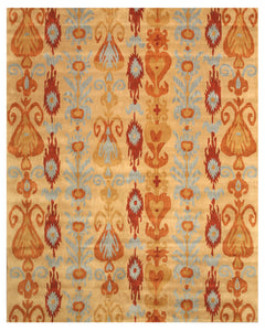 EORC Hand-tufted Wool Beige Transitional Abstract Ikat Rug