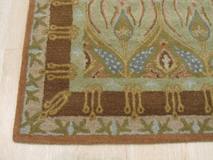 EORC Hand-tufted Wool Green Traditional Floral Morgan Rug