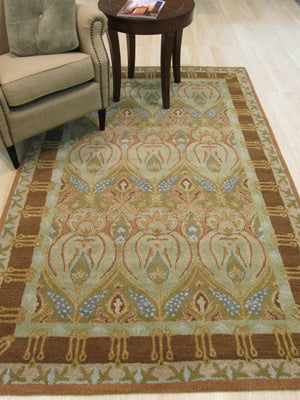 EORC Hand-tufted Wool Green Traditional Floral Morgan Rug