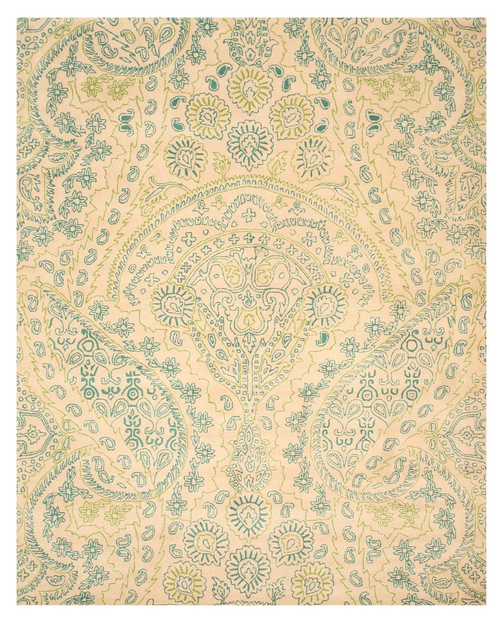 EORC Hand-tufted wool Ivory Transitional Paisley Jain Rug
